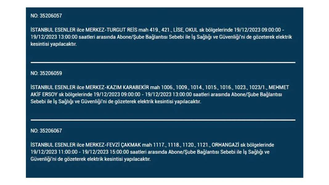 İstanbul'un bu ilçelerinde yaşayanlar dikkat: Elektrik kesintisi için hazır olun 18